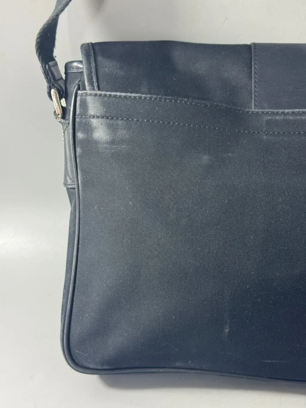 Authentic Coach #6411 Black Canvas with Leather Accents messenger Bag